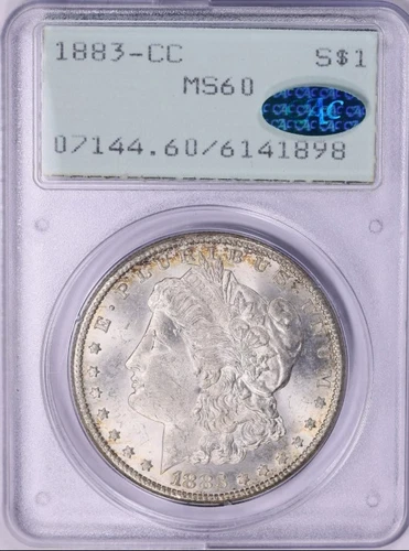 1883-CC Morgan Silver Dollar PCGS MS-60 (CAC Green) OGH (1st Gen)