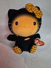 Ty Sanrio Hello Kitty Halloween Black Orange Bat Beanie Babies Plush 6” 2014 NWT