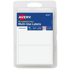 Multi-Use Permanent Labels, 1.5" x 2.75", White, Non-Printable, 76 Blank Labels