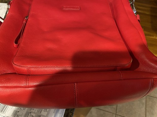 Bodhi Red Leather Computer Bag With Crossbody and Shoulder Straps. - Picture 13 of 16