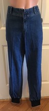 CALVIN KLEIN, Size 6, 100 Cotton, Blue Jeans w/Flat Front  Stretch Cuffs. NEW