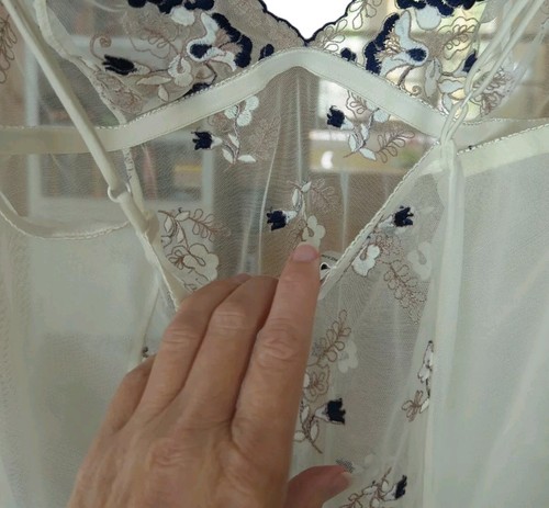NWT Vintage Felina Sheer Sexy Lingerie Babydoll Blue Embroidered Lace Floral - Picture 8 of 12