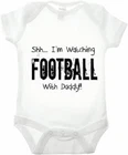 White Babygrow I'm Watching Football With Daddy Baby Vest Funny - FAST SHIPPING