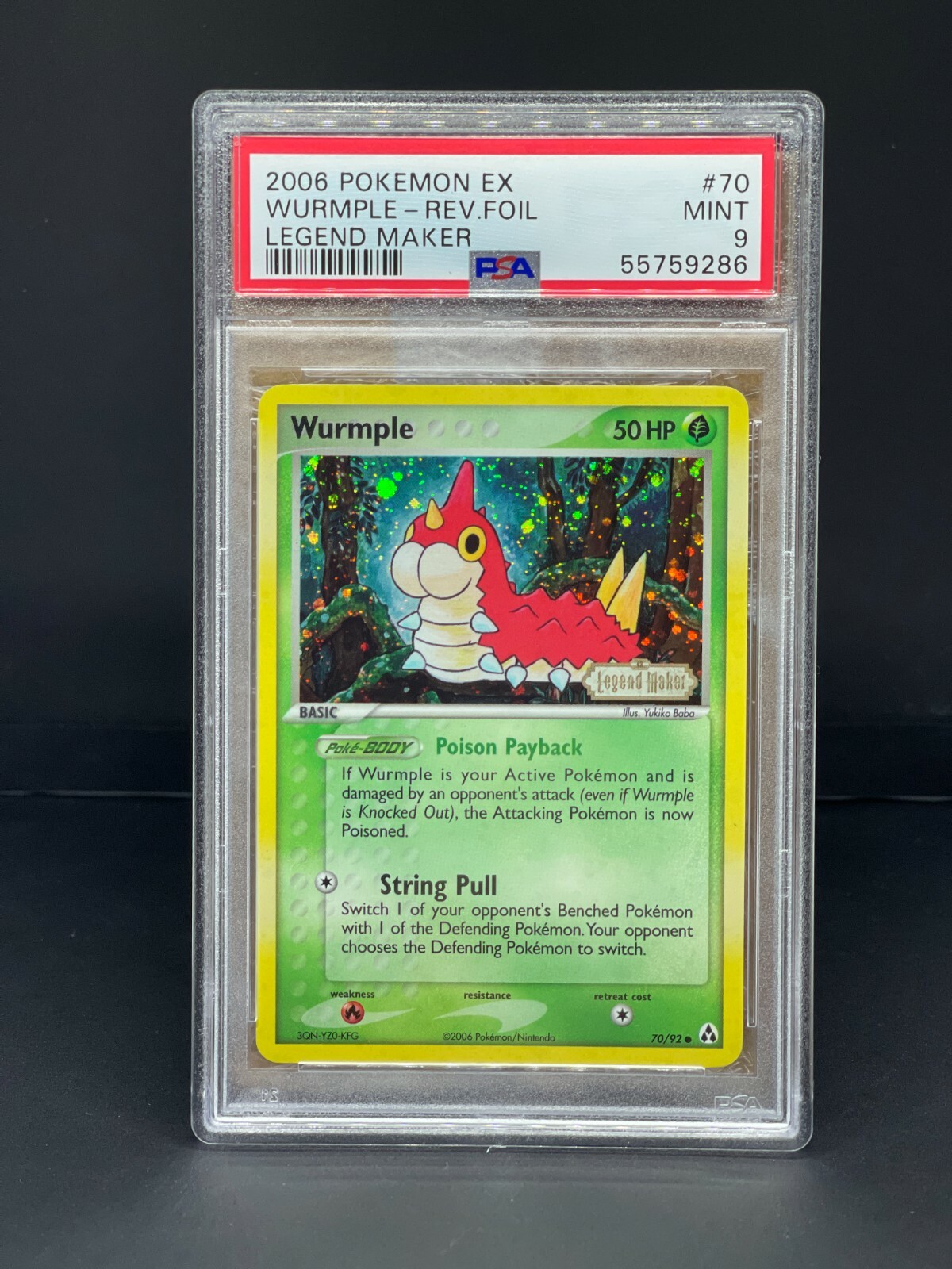 Pokemon Ex Legend Maker Wurmple Reverse Holo PSA 9 NM-MT #70 - Graded Card