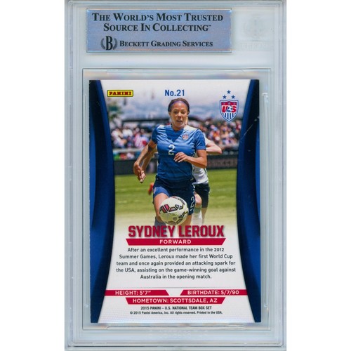 2015 Panini USA #21 Sydney Leroux Signed USWNT Card AUTO Beckett Slabbed USA - Picture 2 of 5