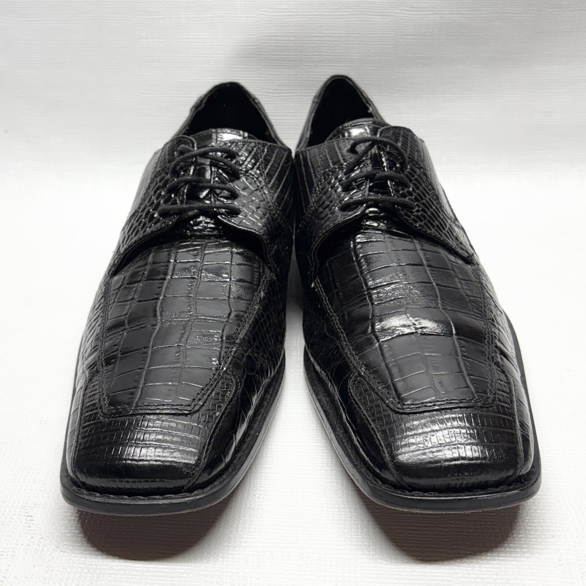 Stacy Adams Snake Skin Leather Square Toe Lace-Up Black  display picture 2