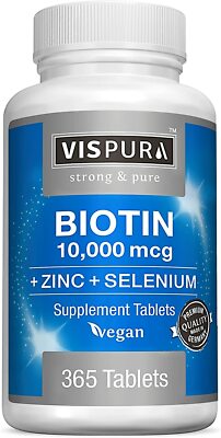 Biotina 10000mcg +Zinc +Soporte de selenio para cabello, piel y uñas saludables