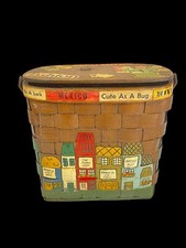 VTG 1970  S CARO NAN HAND PAINTED PENNY WOVEN BASKET BOX PURSE TRAVEL SIGNED