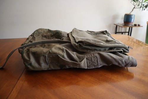 Destroyed Vintage 1987 Army Backpack French F1 or2 Military Duffle Bag Olive - Picture 7 of 23