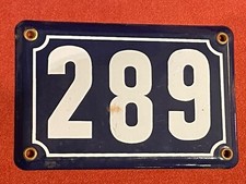 289 Numéro de maison émaillé bleu et blanc original français surélevé acheté en France