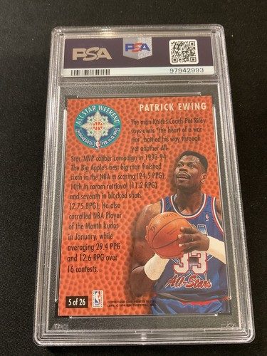 Patrick Ewing ~ 1994 Fleer All Stars #5 ~ PSA 7 casi como nuevo - Imagen 2 de 2