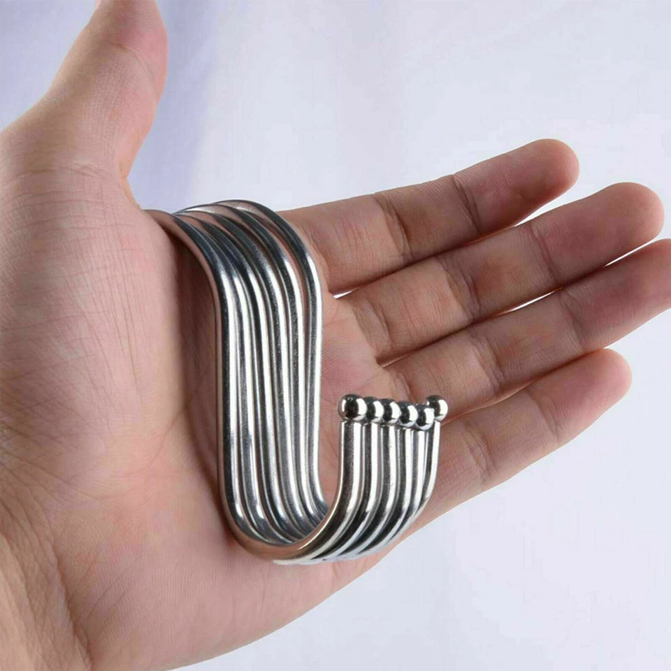 Ganchos colgantes en forma de S ganchos de acero inoxidable cocina baño dormitorio tapa percha Foto 3 de 4