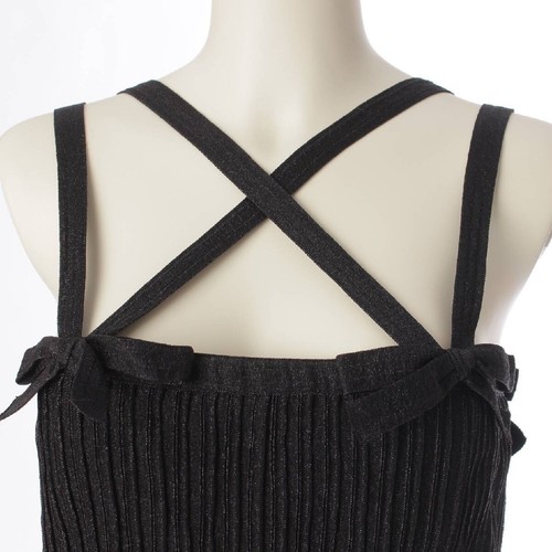 CHANEL 08A Ribbon Polyester Nylon Sleeveless Dress Black 36 - Picture 5 of 9