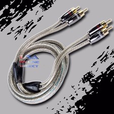 12FT CAR STEREO AUDIO BRAIDED RCA INTERCONNECT QUAD SHIELDED CABLE TWISTED