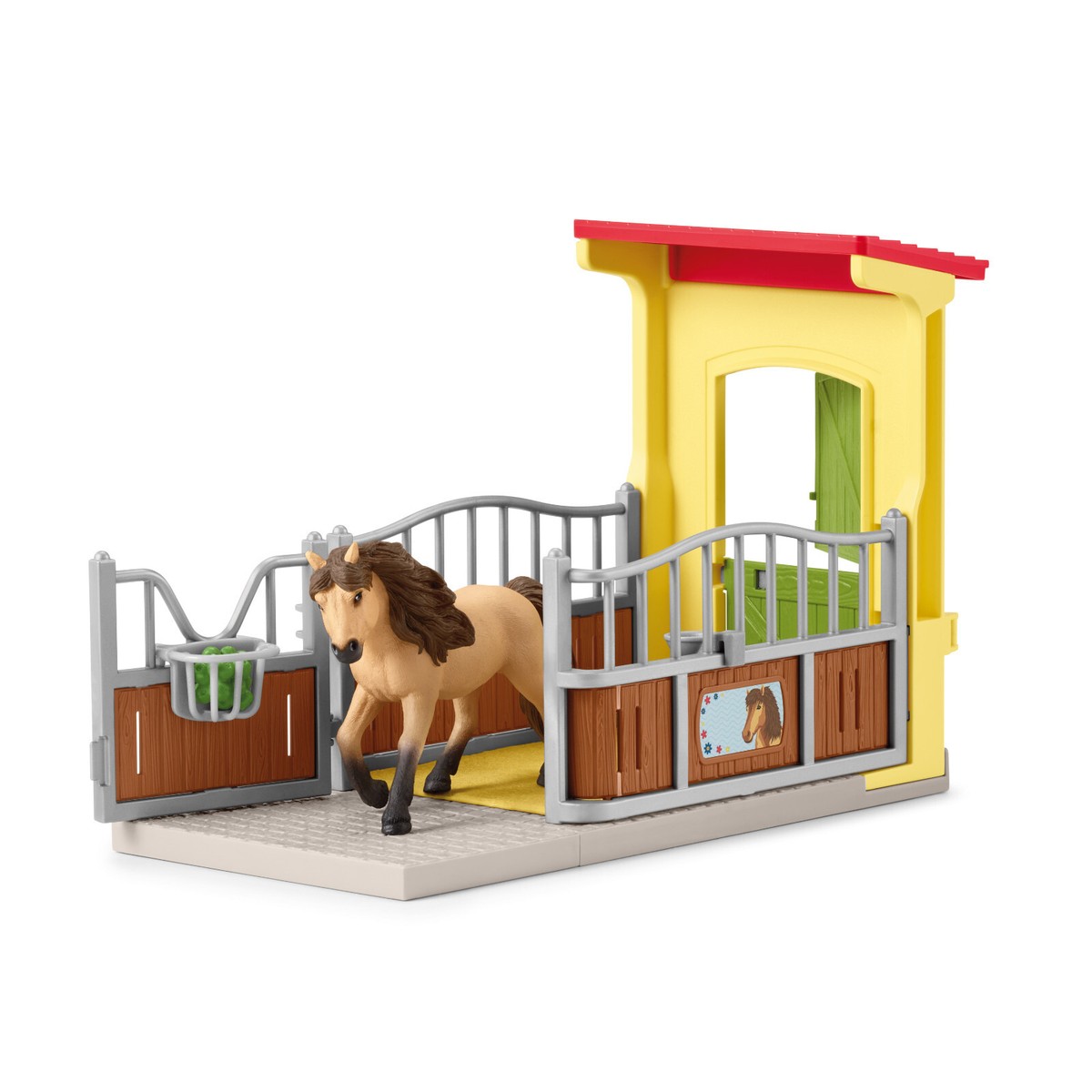 Schleich 42609 Pony Box with Icelandic Pony Horses play set Farm
