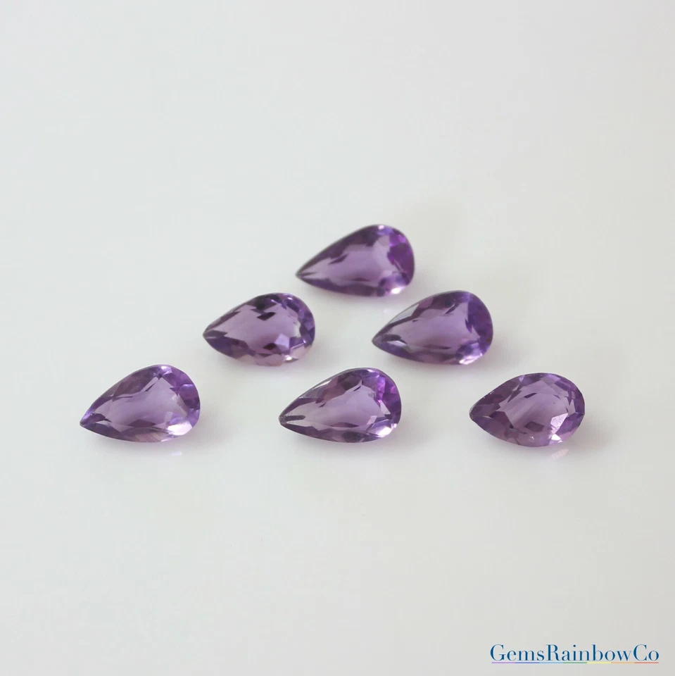 Natural Brazilian Amethyst AA Purple Pear Faceted Loose Stone (6x4mm to 18x13mm) - Image 4 of 4