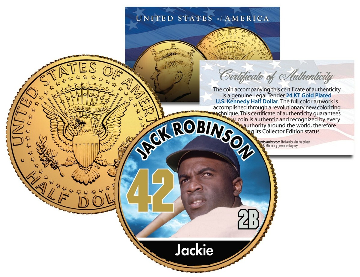 ロサンゼルス・ドジャース JFKハーフダラー JACKIE ROBINSON Dodgers Baseball Legends JFK Half Dollar 24K Gold