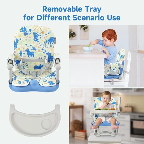 Travel Booster Seat w/ Tray Adjustable Folding High Chair Children Baby Armchair - Picture 26 of 78