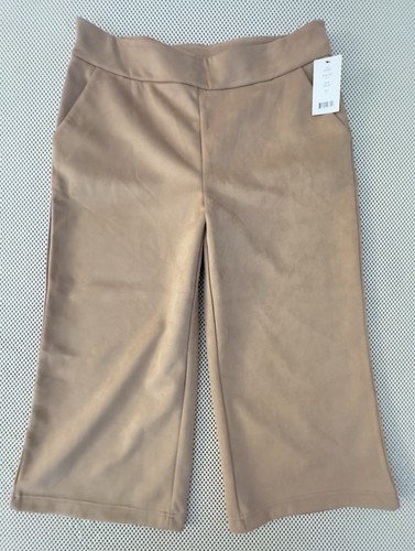 Neu mit Etikett DKNY Sporthose weites Bein Damen Gr. L kurze Wildlederhose khaki Taschen NEU