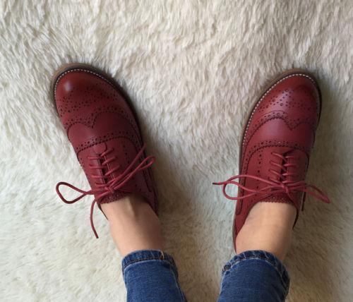 Retro para para para Mujer de Cuero Plano Tacón Bajo Oxford Cuero Calado Punta del ala con Cordones 2019 X 3fc226 Retro para para para Mujer de Cuero Plano Tacón Bajo Oxford Cuero Calado Punta del ala con Cordones 2019 X 3fc226