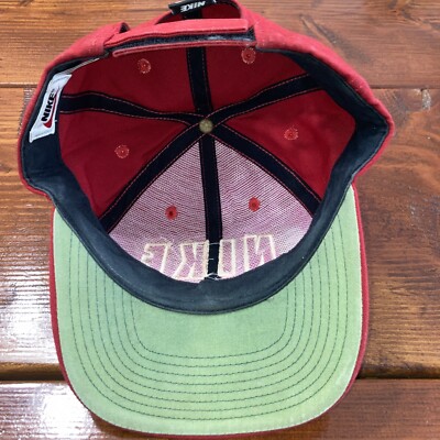 Vtg Nike Spellout Center Swoosh 90s Adjustable Hat Cap Red