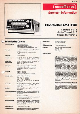 Service Manual-Anleitung für Nordmende Globetrotter Amateur 
