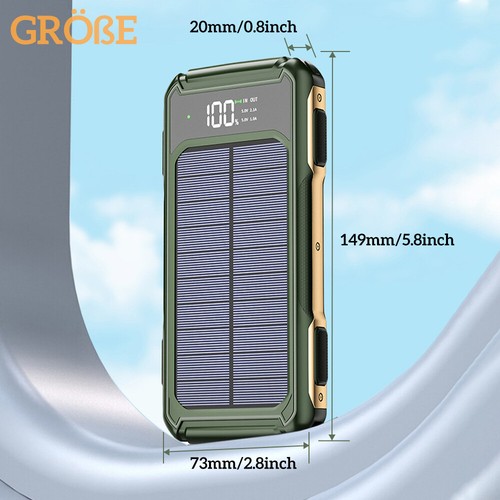 Solar Powerbank Wodoodporna ładowarka solarna 30000mAh z 4 kablami do wszystkich telefonów komórkowych - Zdjęcie 28 z 37