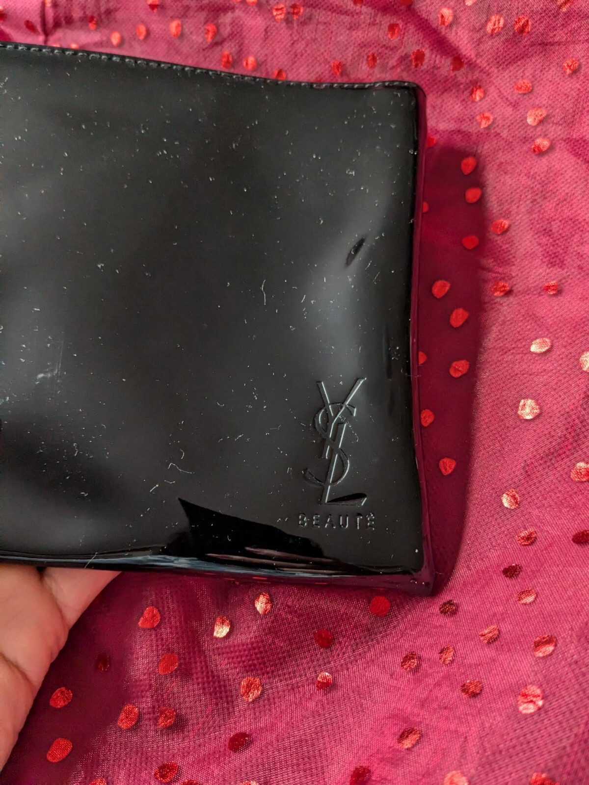 Yves Saint Laurent YSL Borsa per Trucco di Bellezza Nera Make Up Pouch PVC Lucido. Nuovo