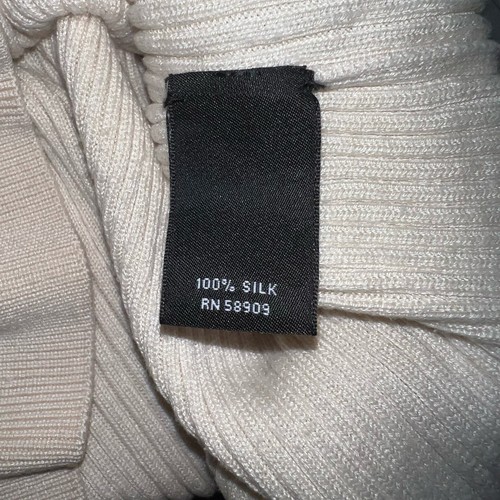 Polo da uomo in seta di Murano, girocollo a costine panna manica lunga 100% seta maglia - Foto 6 di 8