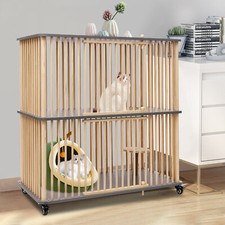 2 Tier Cat Cage Indoor Cat Enclosures Kitten Cage DIY Pet Playpen for 1-2 Cats