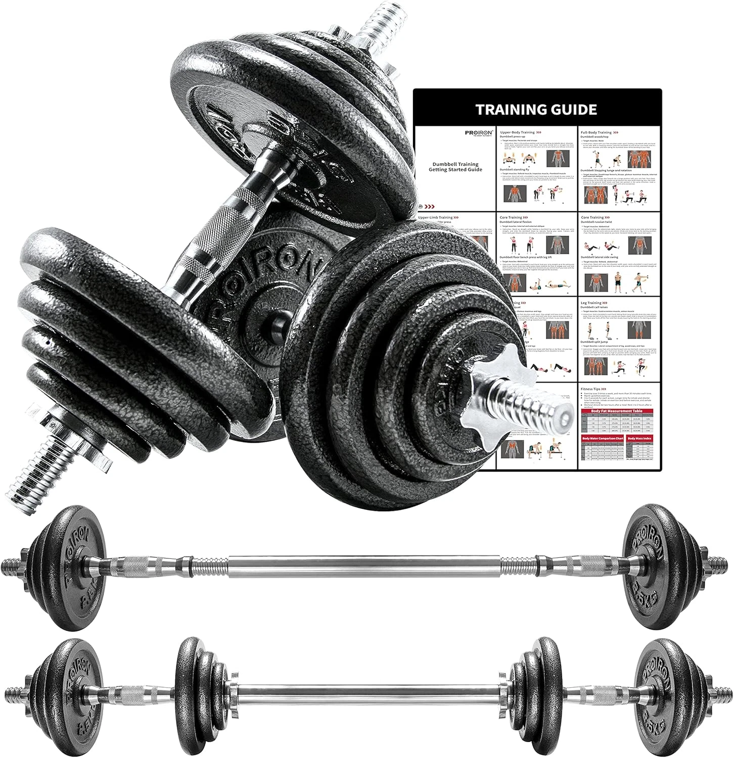 Adjustable 44Lbs Cast Iron Dumbbell Set for Home Gym & Weight Training