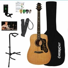 Sawtooth Acoustic Dreadnought Guitar (custom Pickguard) With Case, Tuner, Stand,