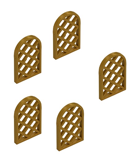5 New LEGO Pearl Gold 1x2x2 2/3 Window Pane w Rounded Top 29170 lattice diamond - Picture 5 of 6