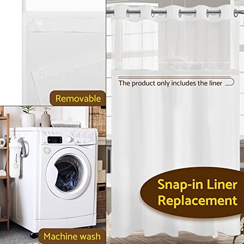 Hookless Shower Curtain Snap Liner Replacement Fabric Snap-in Shower Curtain Liner Replacement Compatible with
