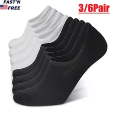 6Pairs Men/Women Cotton Bamboo Socks No Show Ankle Low Cut Sport Nonslip Breathe