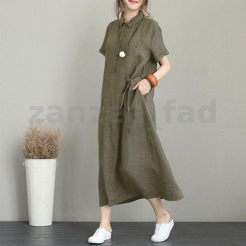 NEW UK Womens Summer Short Sleeve Baggy Floral Print Kaftan Midi Dress Plus Size - Picture 13 of 21
