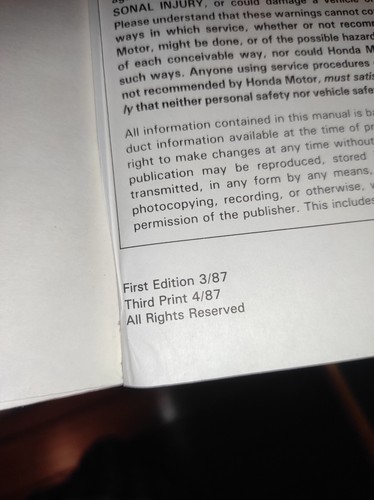 Genuine OEM First gen 1987 Honda Acura Legend 4 Dr Shop Service Manual KA3 C25A - Picture 9 of 10