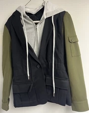 BRAND NEW CENTRAL PARK WEST JACKET DETACHABLE HOODED BLACK LAYERED FULL ZIP XS