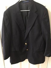 Vintage Chaps Ralph Lauren Mens 46R Blue 100 Wool Gold Button Blazer
