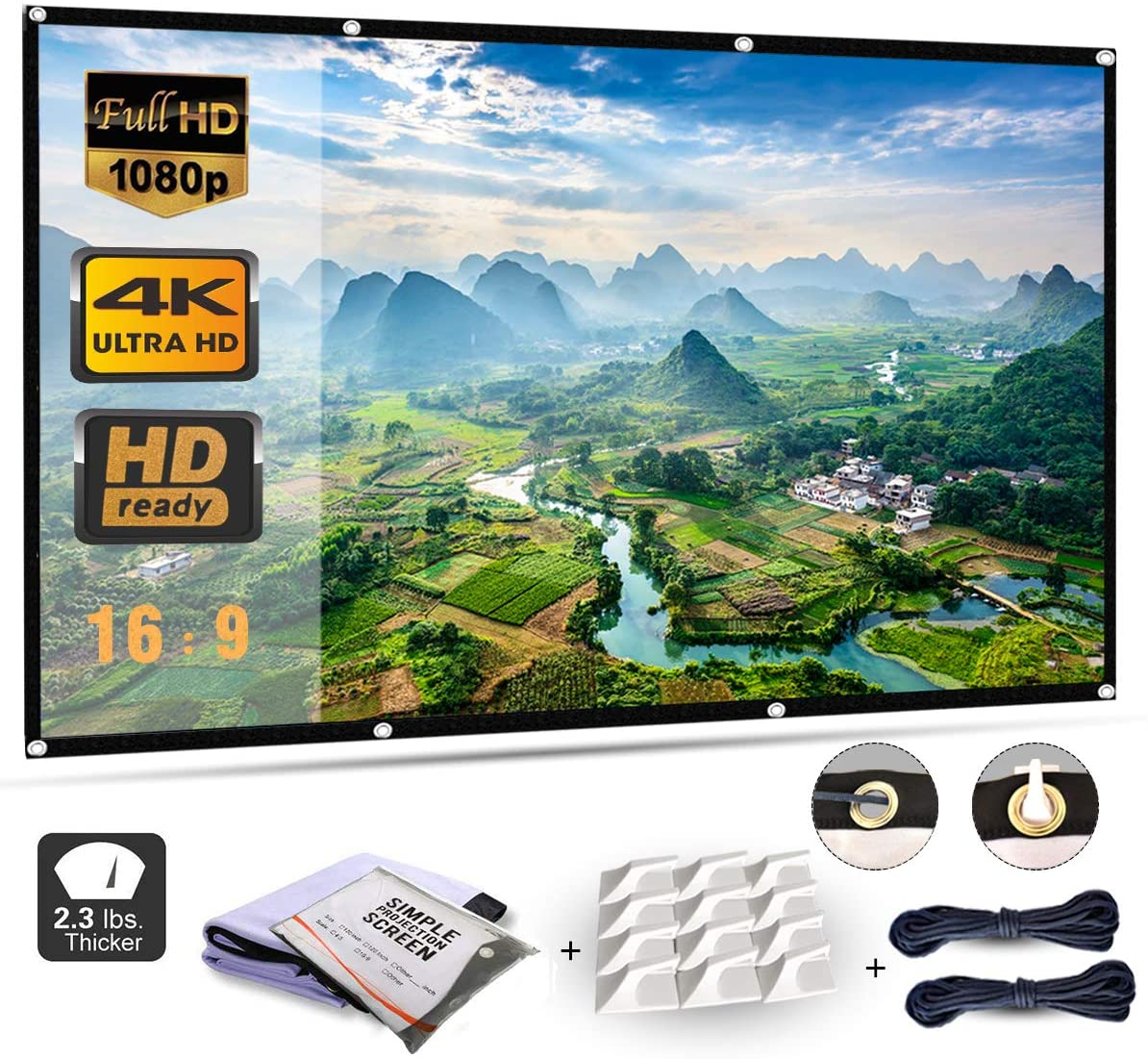 Projection Screen 4K Projector 120 Inch 