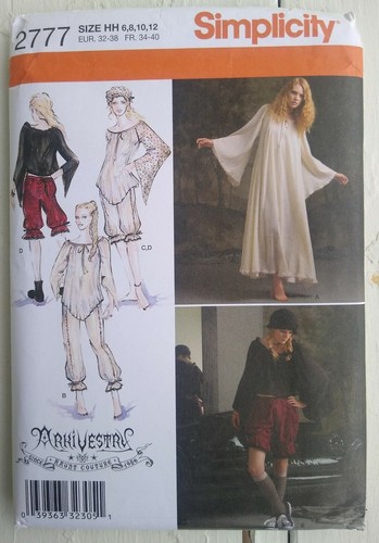 Simplicity Pattern 2777 New Uncut Size 6-12 Gothic Gown Bloomers Costume