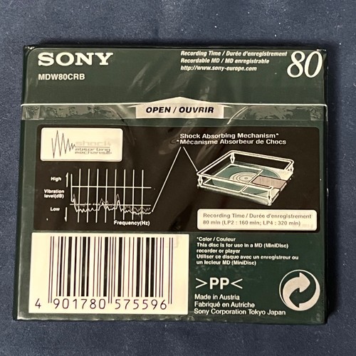SONY MD COLOR Blue 80 (80min MiniDisc Recordable), sealed - Afbeelding 2 van 2