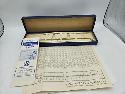 ACU-ARC Curve Ruler by Rolatape Corporation, Original Box, + Instructions 1950s