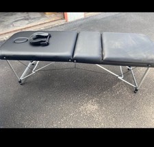 Portable Foldable Massage Table Black Faux Leather Aluminum w/ Face Cradle