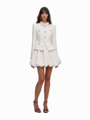 sequin boucle dress SELF-PORTRAIT Sequin Boucle Bow Mini Dress in Pink