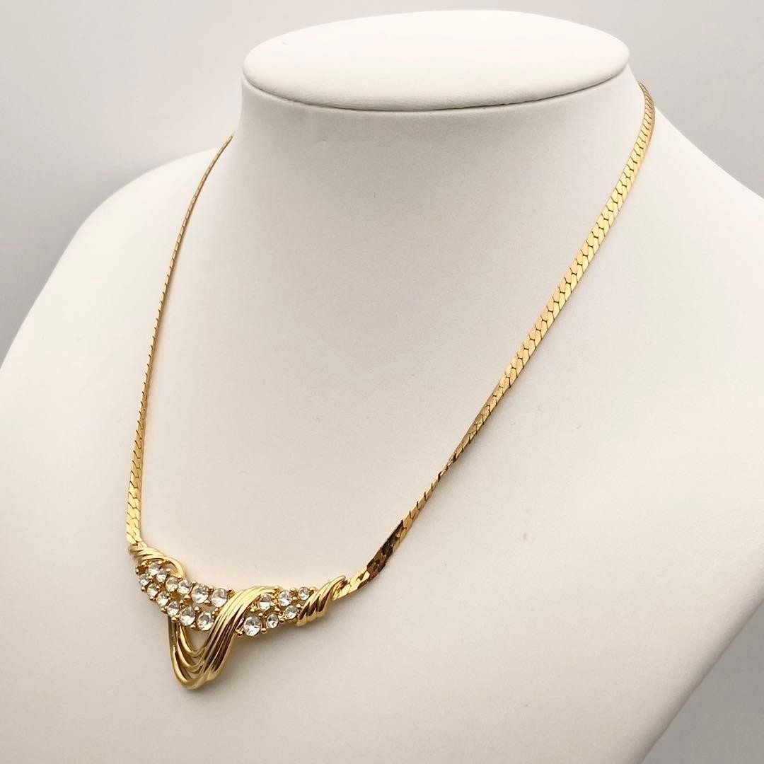 GIVENCHY Necklace Rhinestone Gold Vintage Pendant 42cm Jewelry Japan Rare thumbnail 2