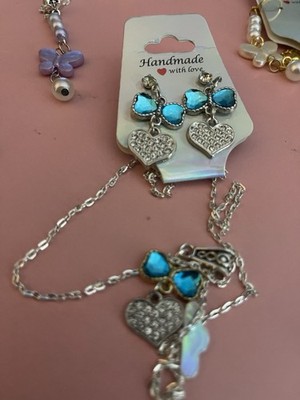 Handmade with love Handcrafted Multicolor Jewelry Set Earrings Necklace Cross H 