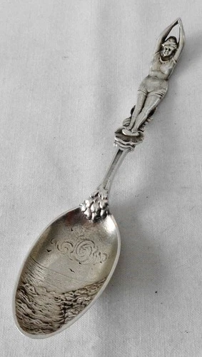 Antique Ovington Bros Gorham Sterling Figural Female Diver Sterling Spoon 5 3/4"