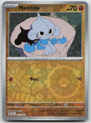 Meditite 77/142 Common Stellar Crown Pokemon Reverse Holo NM