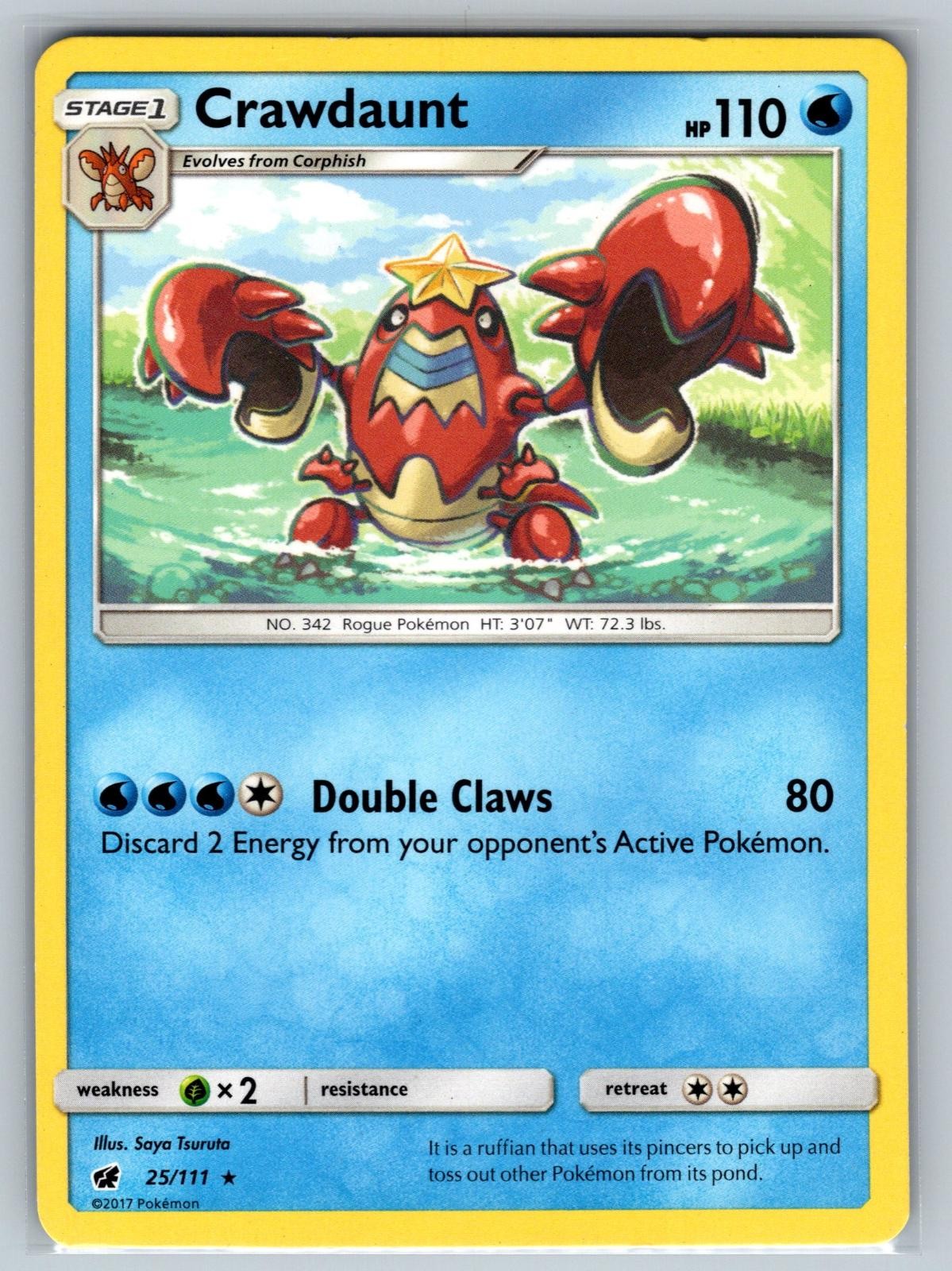 Crawdaunt 25/111 Rare Crimson Invasion Pokemon Lightly Played